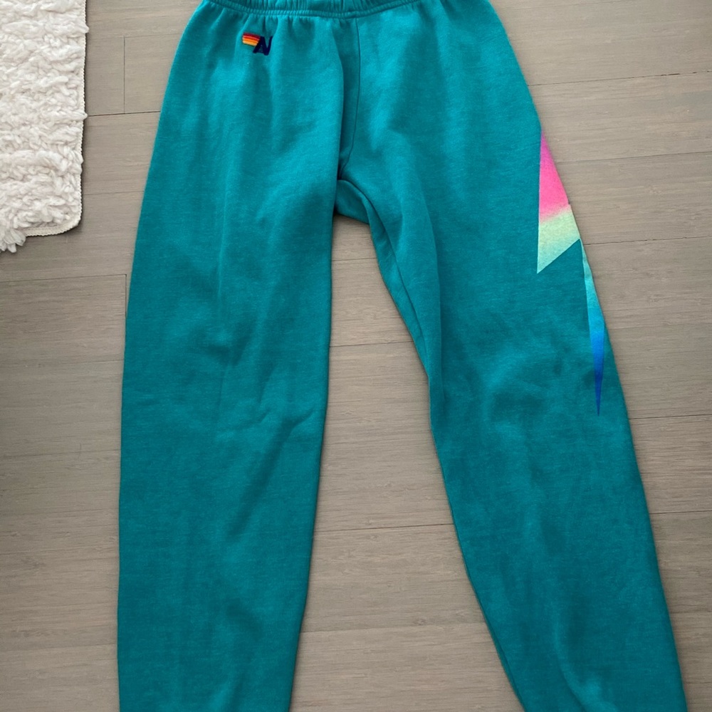 Blue aviator nation lightning bolt sweatpants